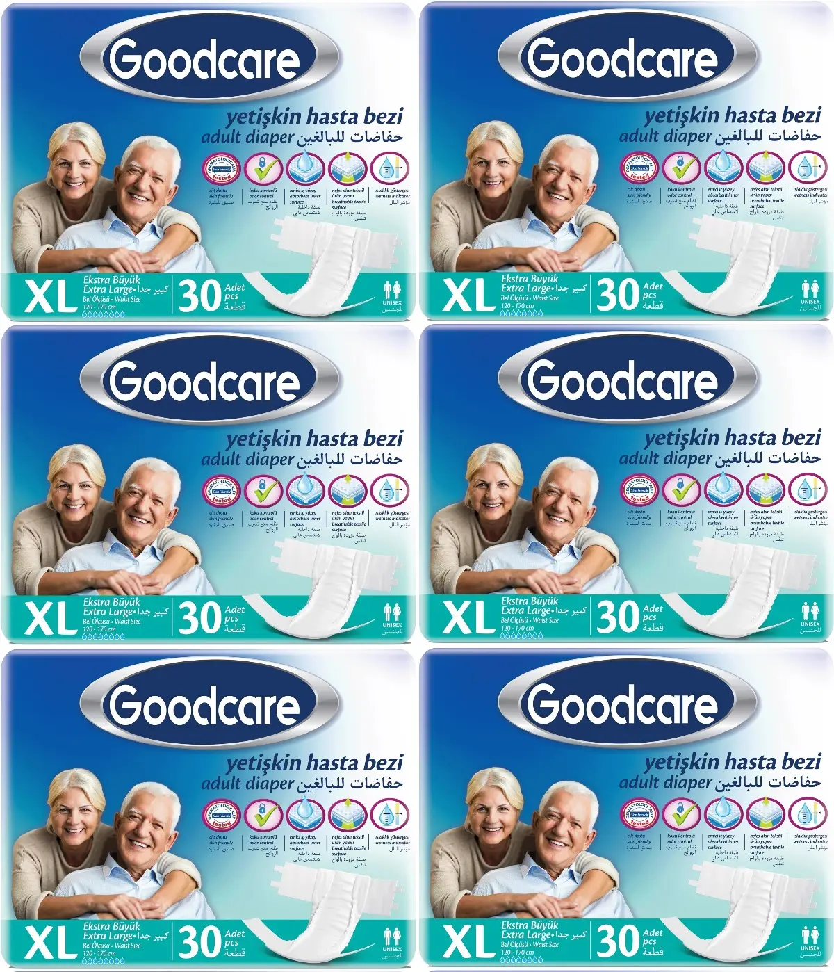 Goodcare Hasta Bezi Yetişkin Bel Bantlı Tekstil Yüzey XL Extra Large- Ekstra Büyük 180 Adet (6PK*30) Goodcare Hasta Bezi Yetişkin Bel Bantlı Tekstil Yüzey XL Extra Large- Ekstra Büyük 180 Adet (6PK*30)