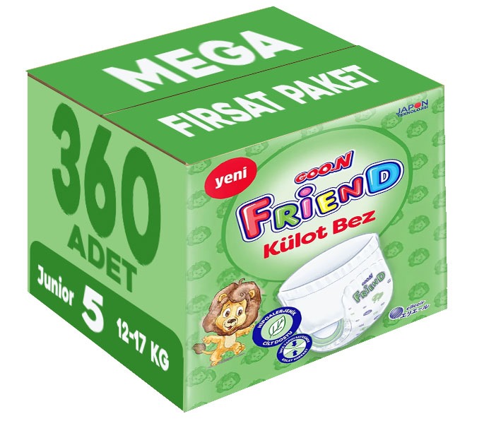 Goon Friend Külot Bebek Bezi Beden:5 (12-17KG) Junior 360 Adet Mega Fırsat Pk Goon Friend Külot Bebek Bezi Beden:5 (12-17KG) Junior 360 Adet Mega Fırsat Pk