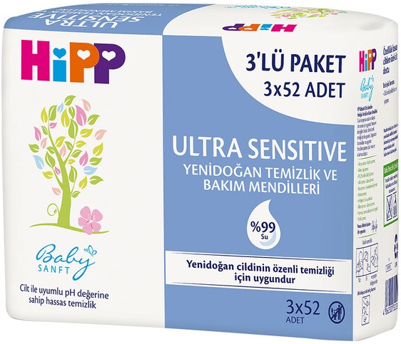 Hipp Baby Sanft Islak Havlu Mendil 52 Yaprak Ultra Sensitive Yenidoğan (3 Lü Pk) 156 Yaprak Hipp Baby Sanft Islak Havlu Mendil 52 Yaprak Ultra Sensitive Yenidoğan (3 Lü Pk) 156 Yaprak