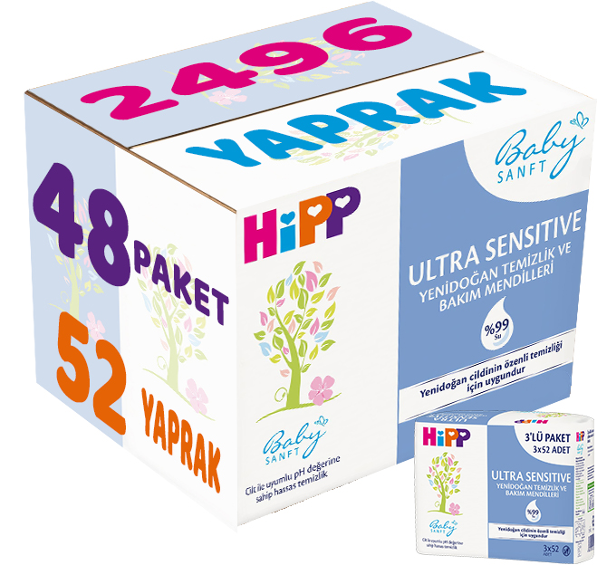 Hipp Baby Sanft Islak Havlu Mendil 52 Yaprak Ultra Sensitive Yenidoğan 48Li Set (16PK*3) 2496 Yaprak Hipp Baby Sanft Islak Havlu Mendil 52 Yaprak Ultra Sensitive Yenidoğan 48Li Set (16PK*3) 2496 Yaprak