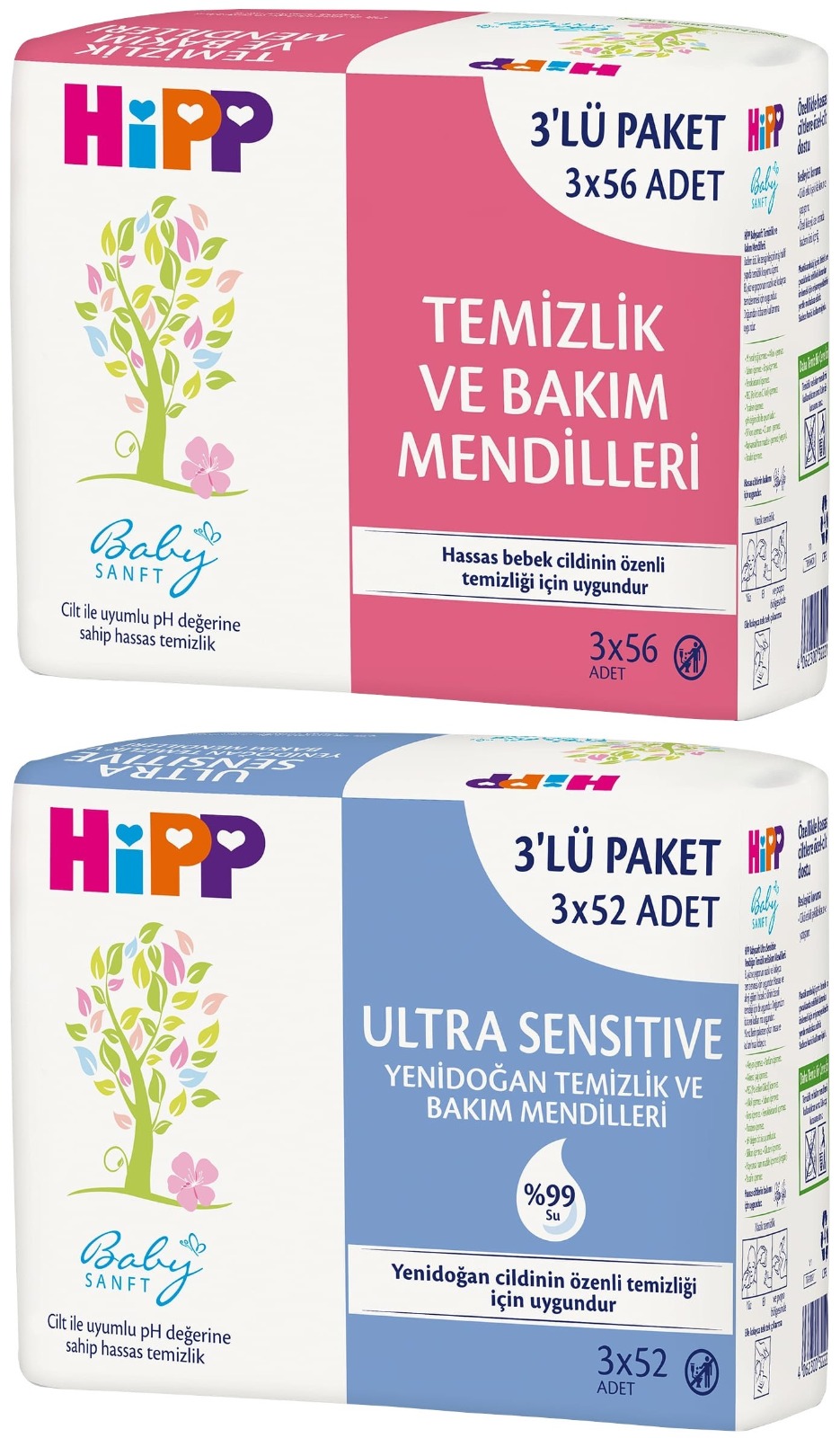 Hipp Baby Sanft Islak Havlu Mendil Karma Sensitive Yeni Doğan + Klasik 7 Li Set 348 Yaprak Hipp Baby Sanft Islak Havlu Mendil Karma Sensitive Yeni Doğan + Klasik 7 Li Set 348 Yaprak