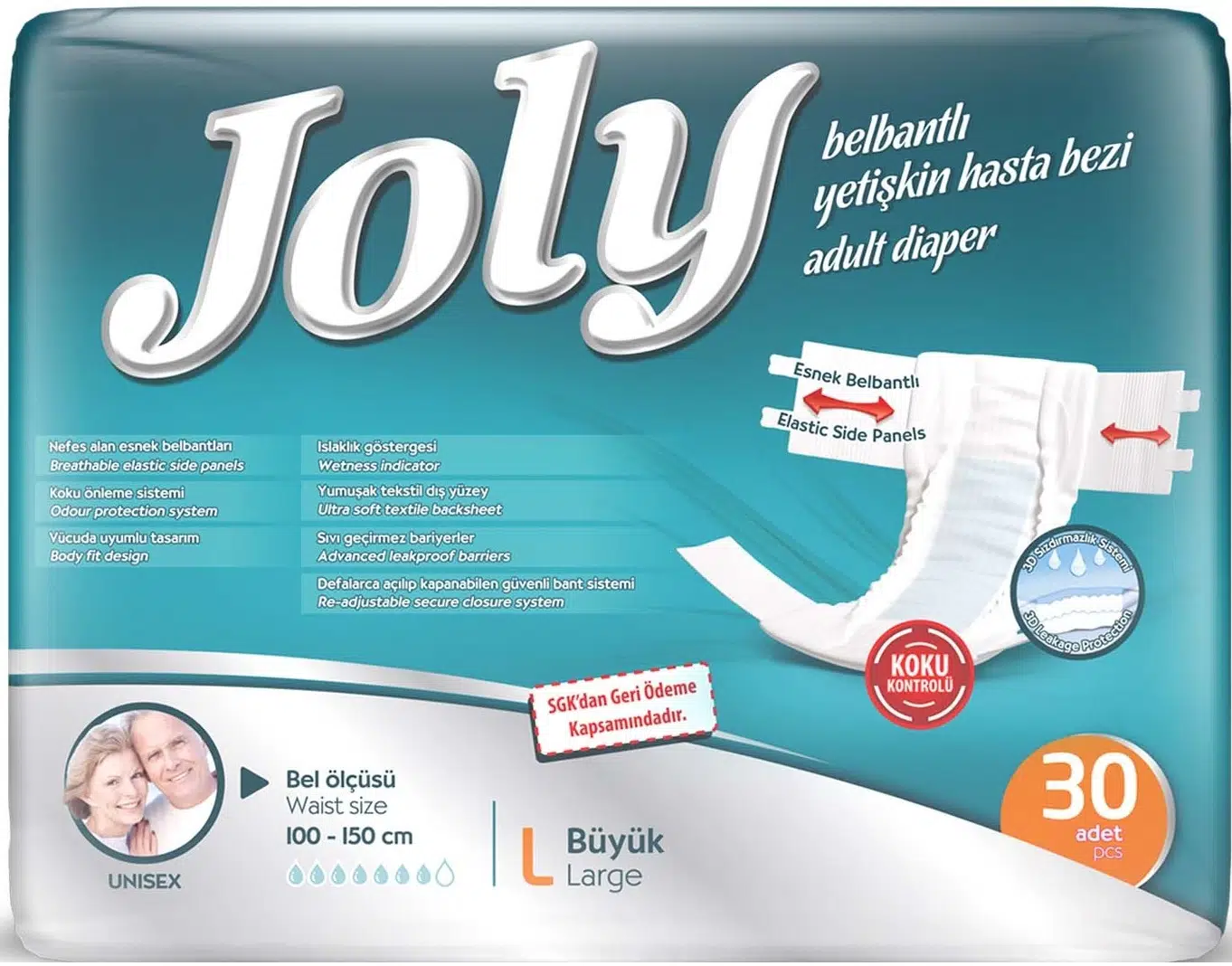 Joly Yetişkin Bezi Bel Bantlı L - Büyük - Large 30 Adet