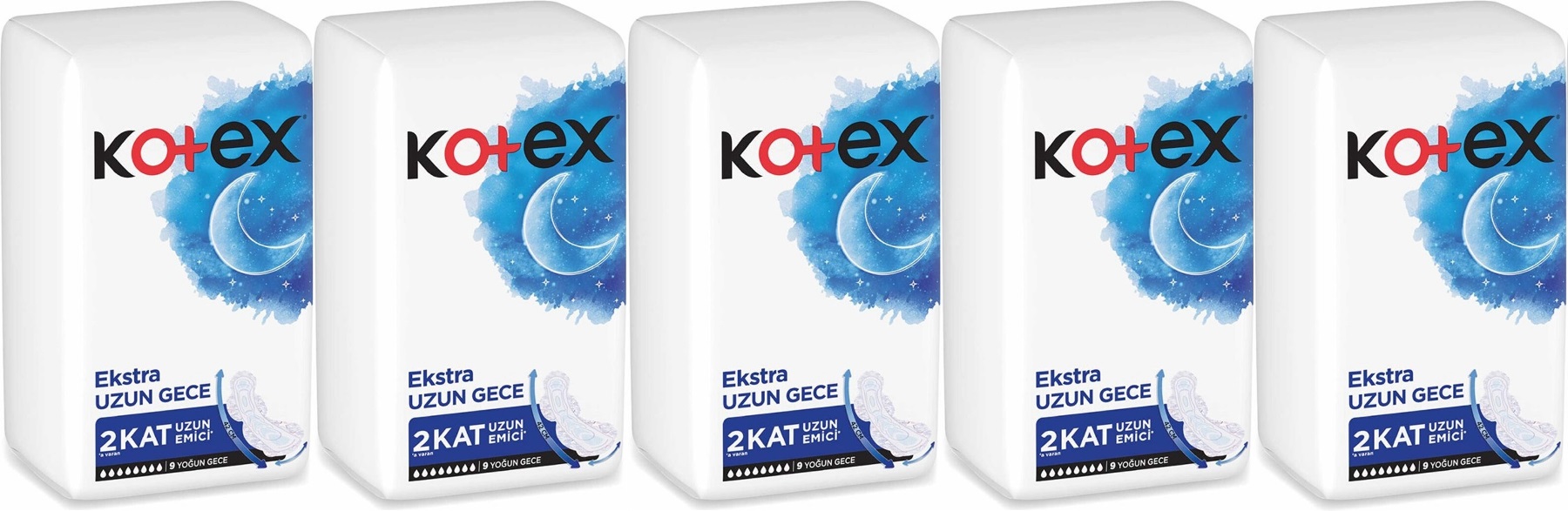 Kotex Hijyenik Ped Ekstra Uzun Gece 45 Li Set (5PK*9) Kotex Hijyenik Ped Ekstra Uzun Gece 45 Li Set (5PK*9)