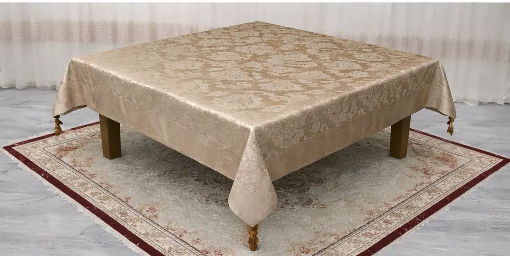 Mandaş Milanyum kaymaz şönil masa örtüsü 170*170 a gümüş