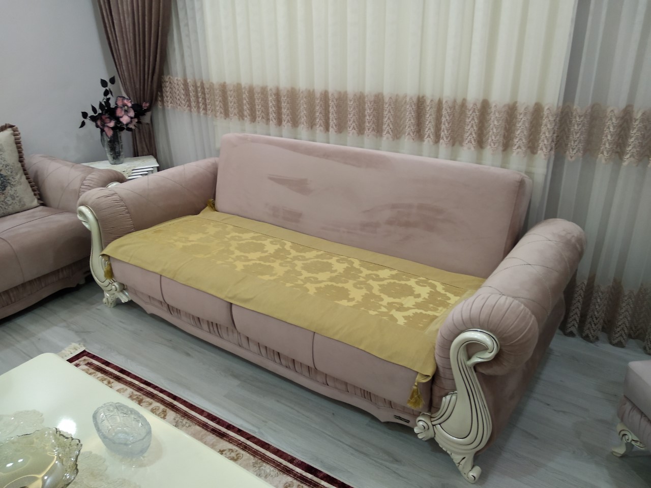 Mandaş Milanyum Koltuk Şalı Oturma Yeri 55*200 Gold Mandaş Milanyum Koltuk Şalı Oturma Yeri 55*200 Gold