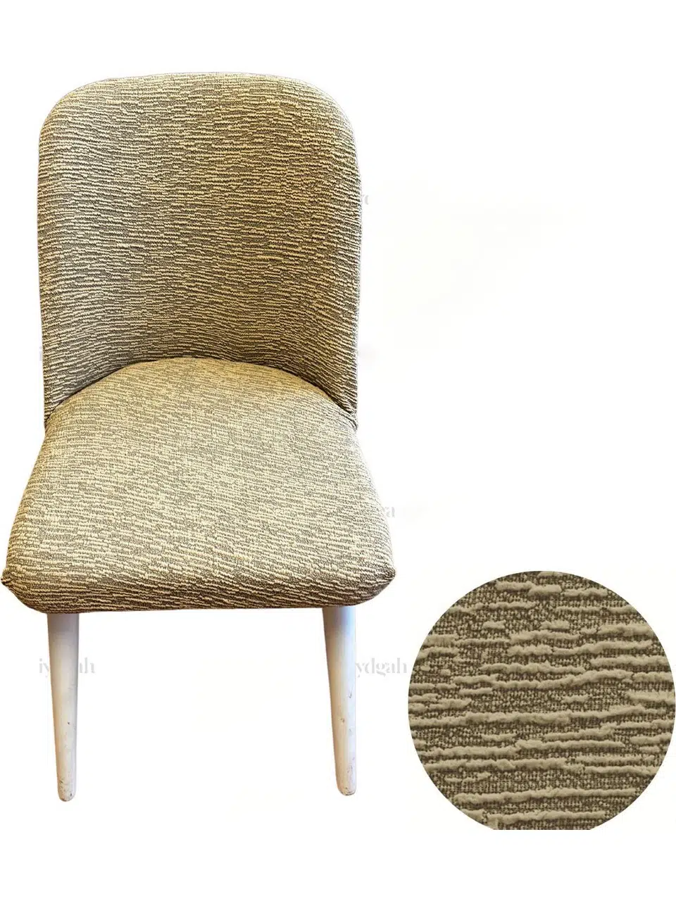 Mandaş Oval jakarlı Sandalye örtüsü 4 lı krem