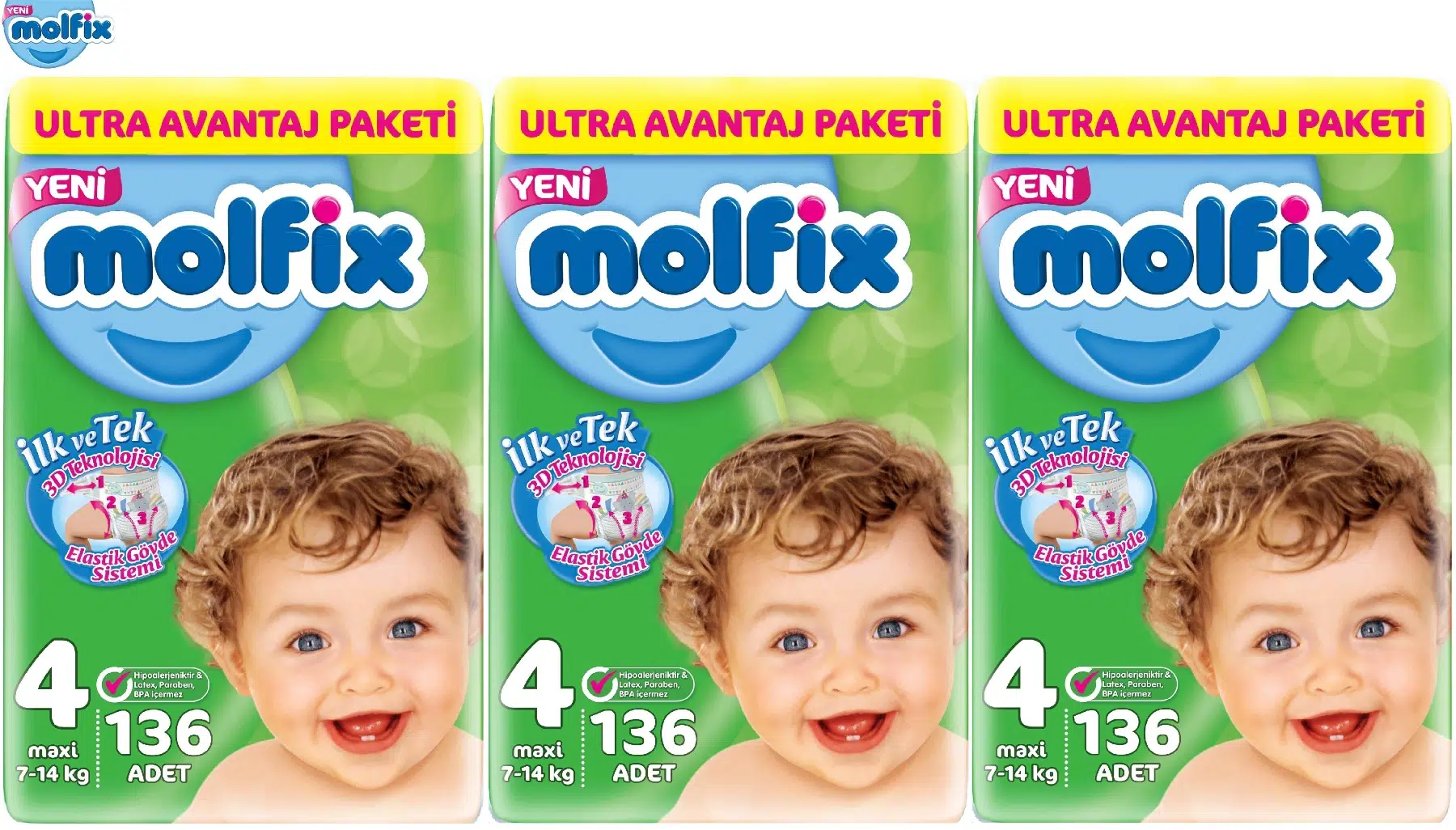 Molfix Bebek Bezi 4 Beden 7-14 KG Maxi 434 Adet MeGa Ultra Avantaj Pk