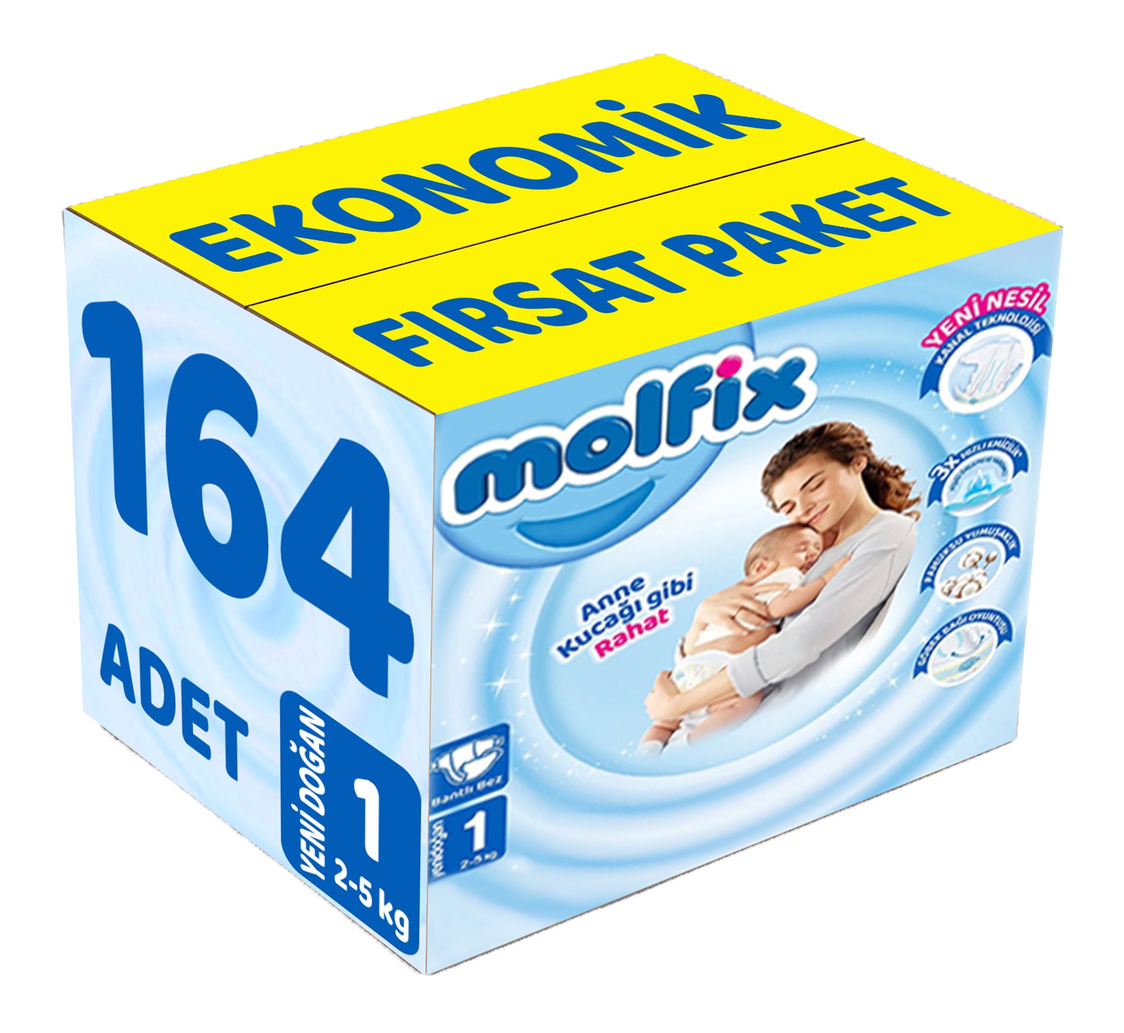 Molfix Bebek Bezi Beden:1 (2-5Kg) Yeni Doğan 164 Adet Ekonomik Fırsat Pk Molfix Bebek Bezi Beden:1 (2-5Kg) Yeni Doğan 164 Adet Ekonomik Fırsat Pk
