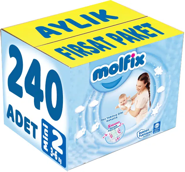 Molfix Bebek Bezi Beden:2 (3-6Kg) Mini 240 Adet Aylık Fırsat Pk