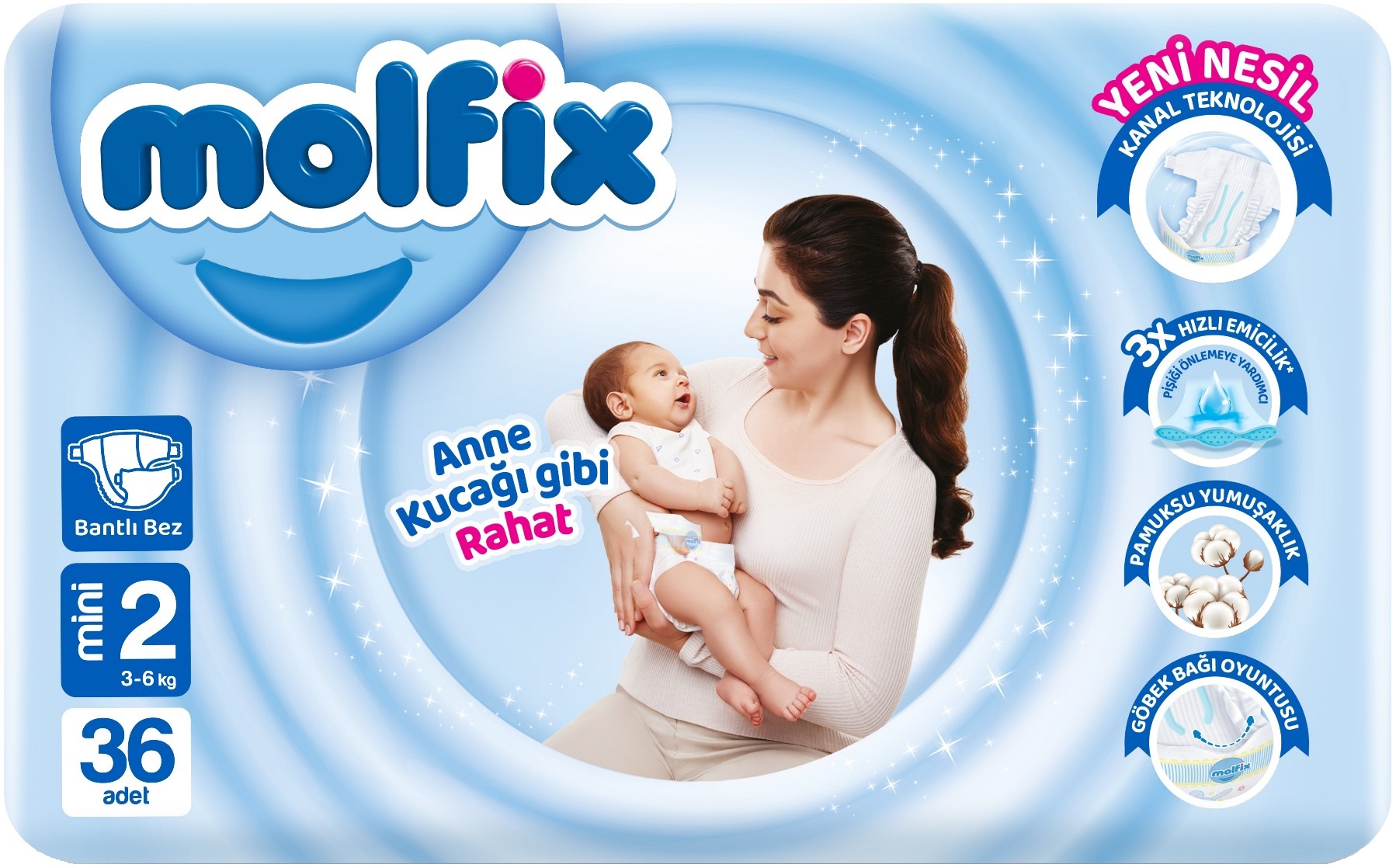 Molfix Bebek Bezi Beden:2 (3-6Kg) Mini 36 Adet Jumbo Pk Molfix Bebek Bezi Beden:2 (3-6Kg) Mini 36 Adet Jumbo Pk