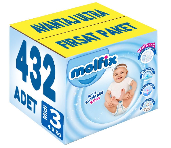 Molfix Bebek Bezi Beden:3 (4-9Kg) Midi 432 Adet Avantaj Ultra Fırsat Pk Molfix Bebek Bezi Beden:3 (4-9Kg) Midi 432 Adet Avantaj Ultra Fırsat Pk