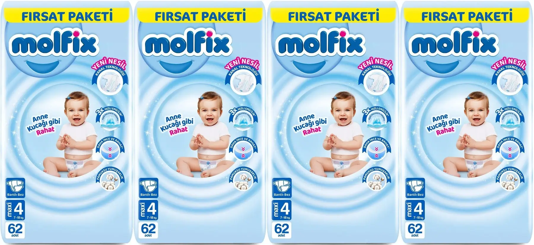 Molfix Bebek Bezi Beden:4 (7-14KG) Maxi 248 Adet Avantaj Fırsat Pk