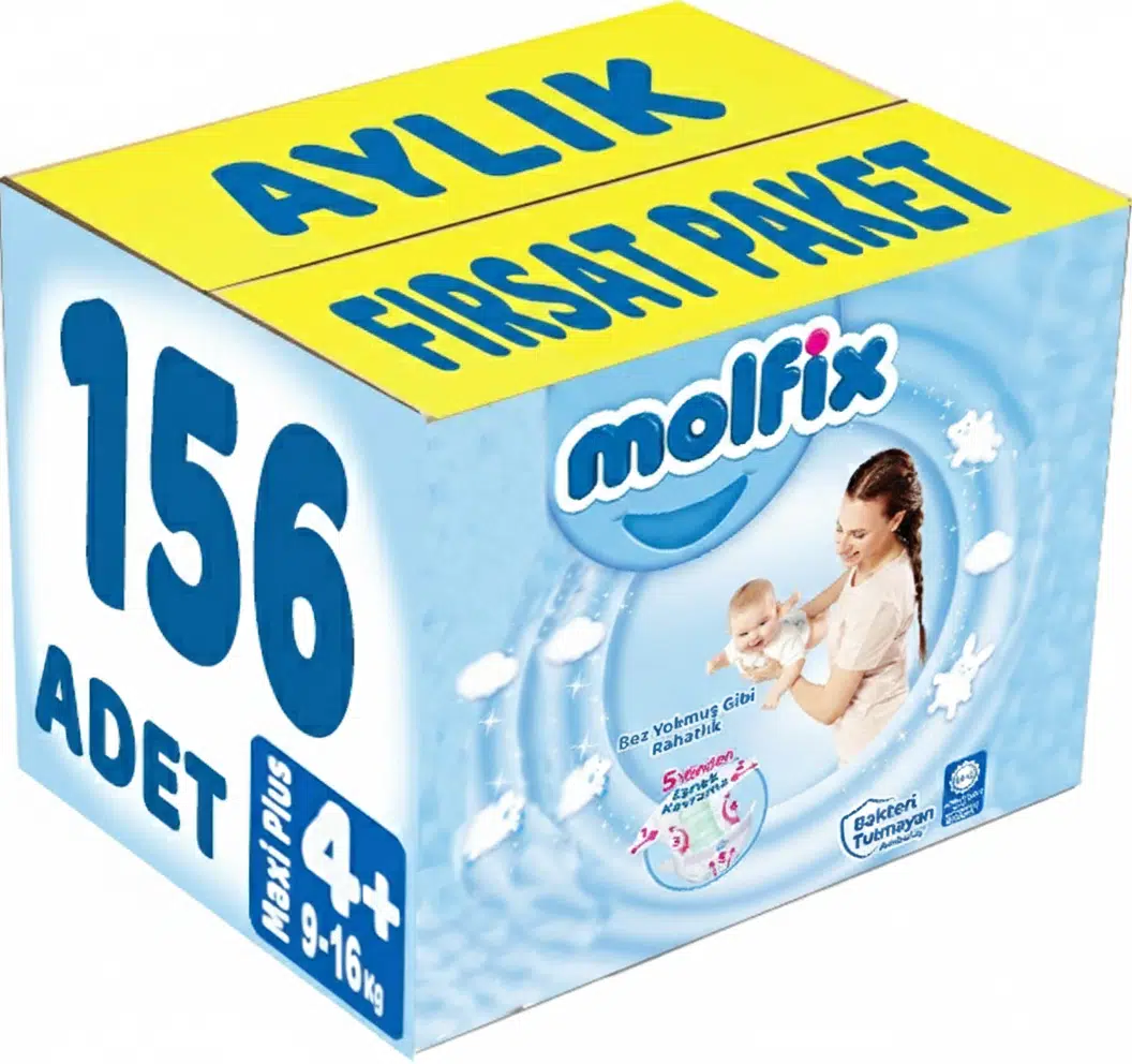 Molfix Bebek Bezi Beden:4+ (9-16Kg) Maxi Plus 156 Adet Aylık Fırsat Pk Molfix Bebek Bezi Beden:4+ (9-16Kg) Maxi Plus 156 Adet Aylık Fırsat Pk