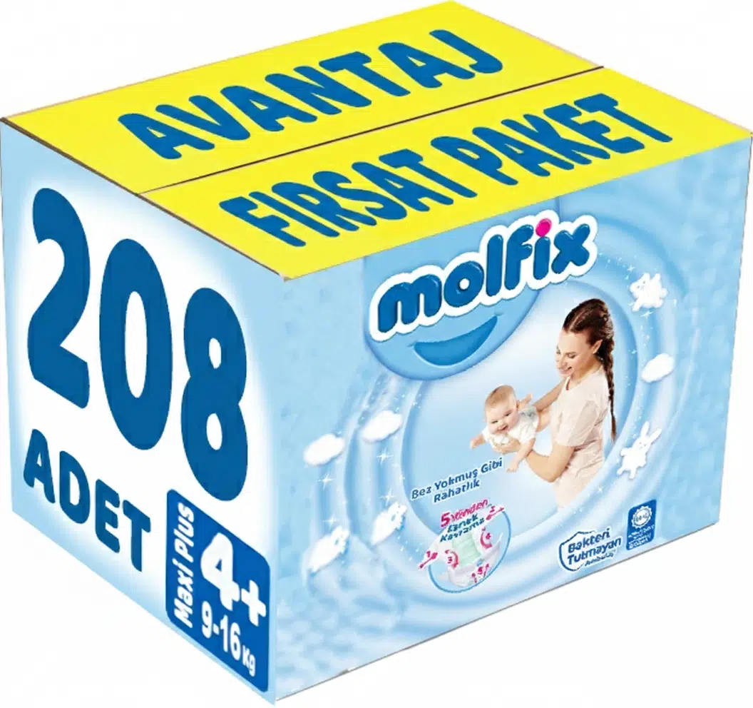 Molfix Bebek Bezi Beden:4+ (9-16Kg) Maxi Plus 208 Adet Avantaj Fırsat Pk Molfix Bebek Bezi Beden:4+ (9-16Kg) Maxi Plus 208 Adet Avantaj Fırsat Pk