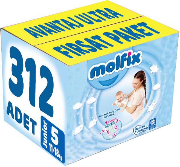 Molfix Bebek Bezi Beden:5 (11-18Kg) Junior 312 Adet Avantaj Ultra Fırsat Pk Molfix Bebek Bezi Beden:5 (11-18Kg) Junior 312 Adet Avantaj Ultra Fırsat Pk