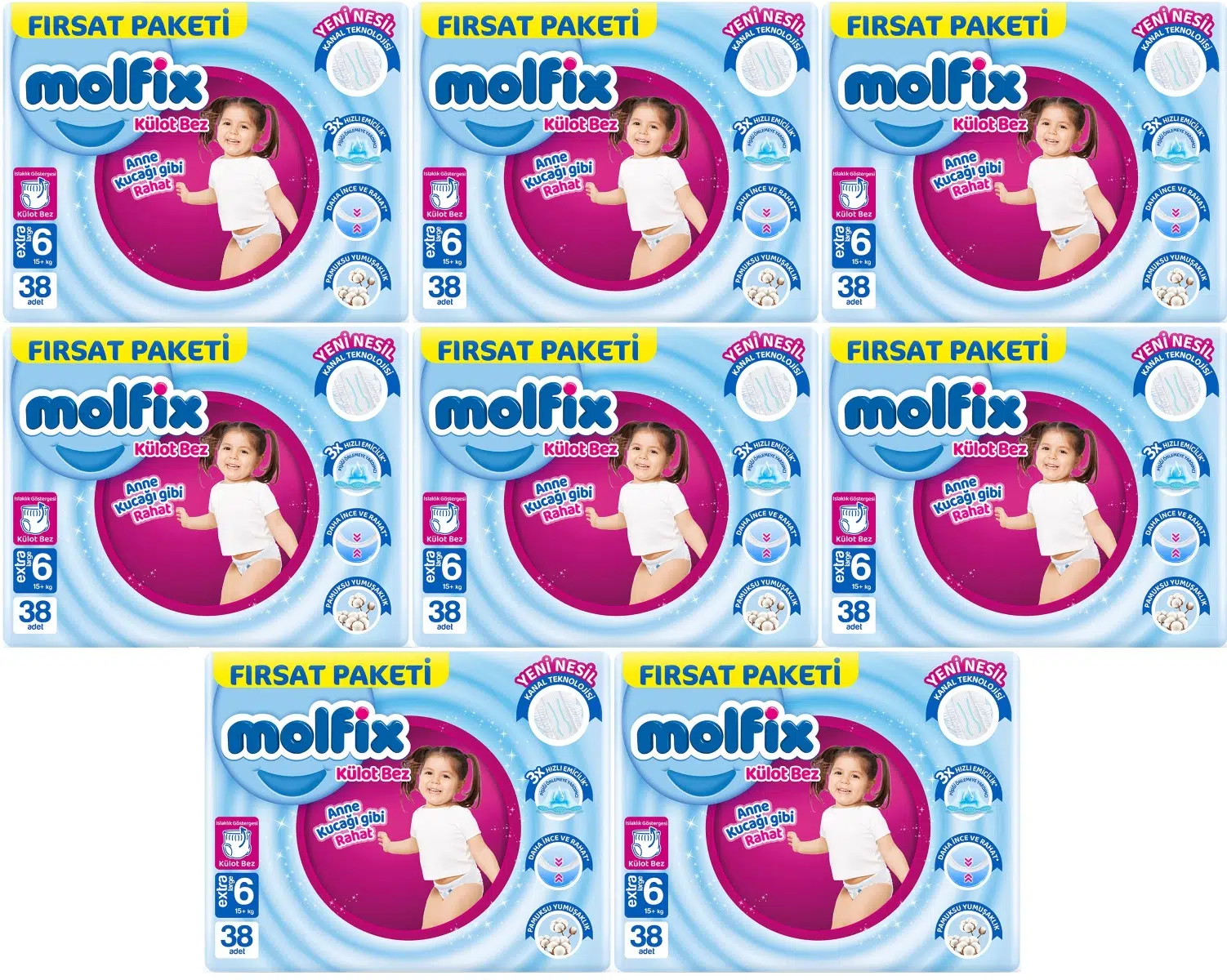 Molfix Külot Bebek Bezi 6 Beden 15+ KG Extra Large 304 Adet Dev Ekonomik Fırsat Pk