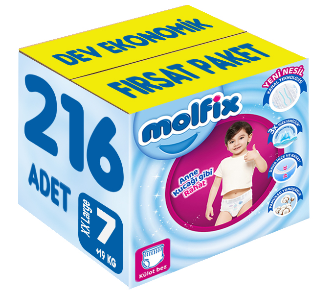 Molfix Külot Bebek Bezi Beden:7 (19+KG) XX Large 216 Adet Dev Ekonomik Fırsat Pk Molfix Külot Bebek Bezi Beden:7 (19+KG) XX Large 216 Adet Dev Ekonomik Fırsat Pk