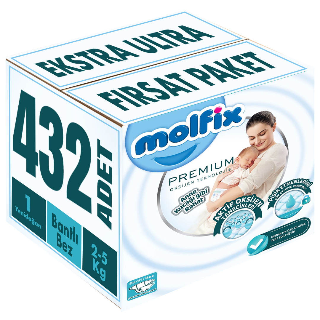 Molfix Premium Bebek Bezi Beden:1 (2-5KG) Yeni Doğan 432 Adet Ekstra Ultra Fırsat Pk Molfix Premium Bebek Bezi Beden:1 (2-5KG) Yeni Doğan 432 Adet Ekstra Ultra Fırsat Pk
