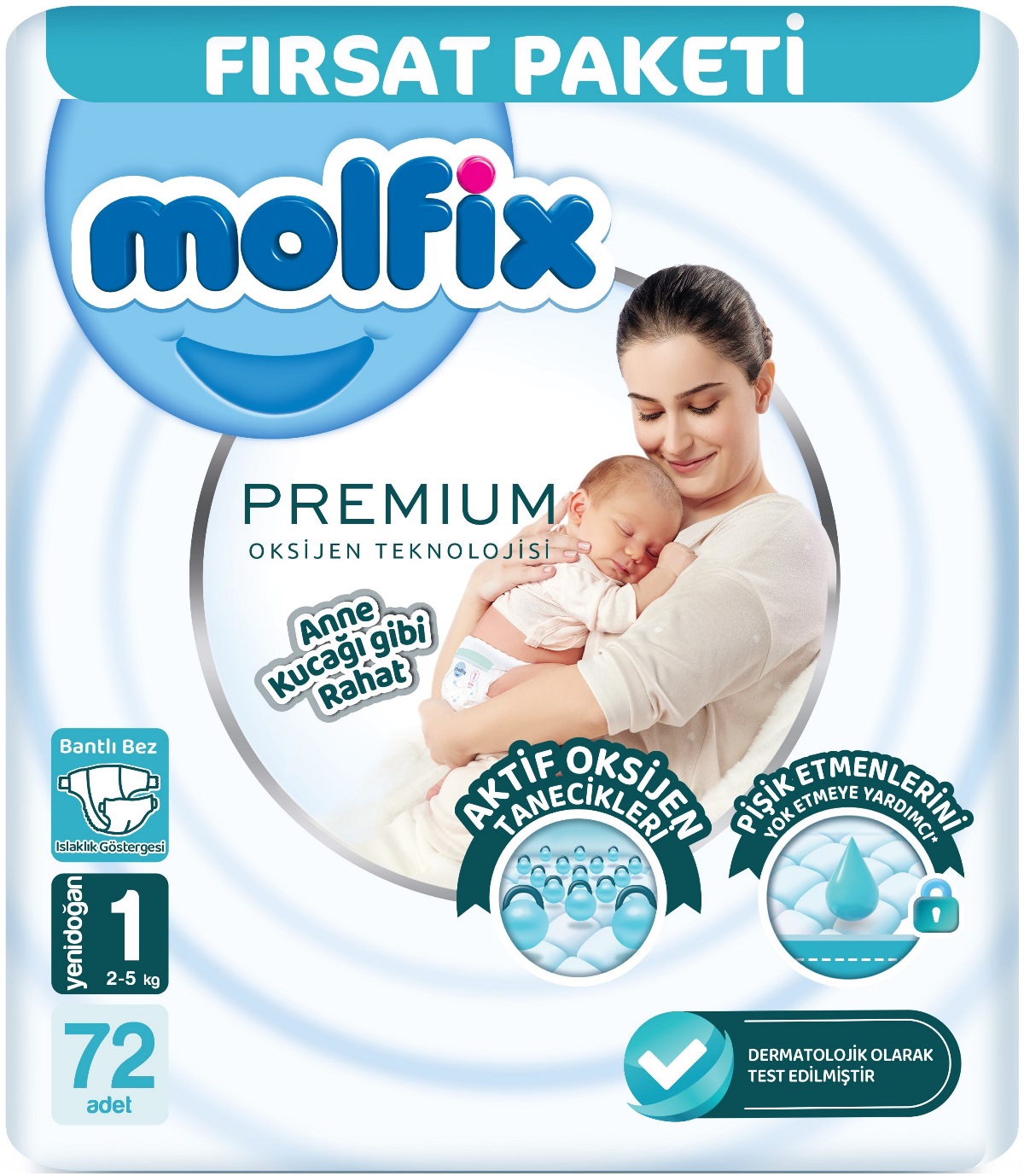 Molfix Premium Bebek Bezi Beden:1 (2-5KG) Yeni Doğan 72 Adet Fırsat Pk Molfix Premium Bebek Bezi Beden:1 (2-5KG) Yeni Doğan 72 Adet Fırsat Pk