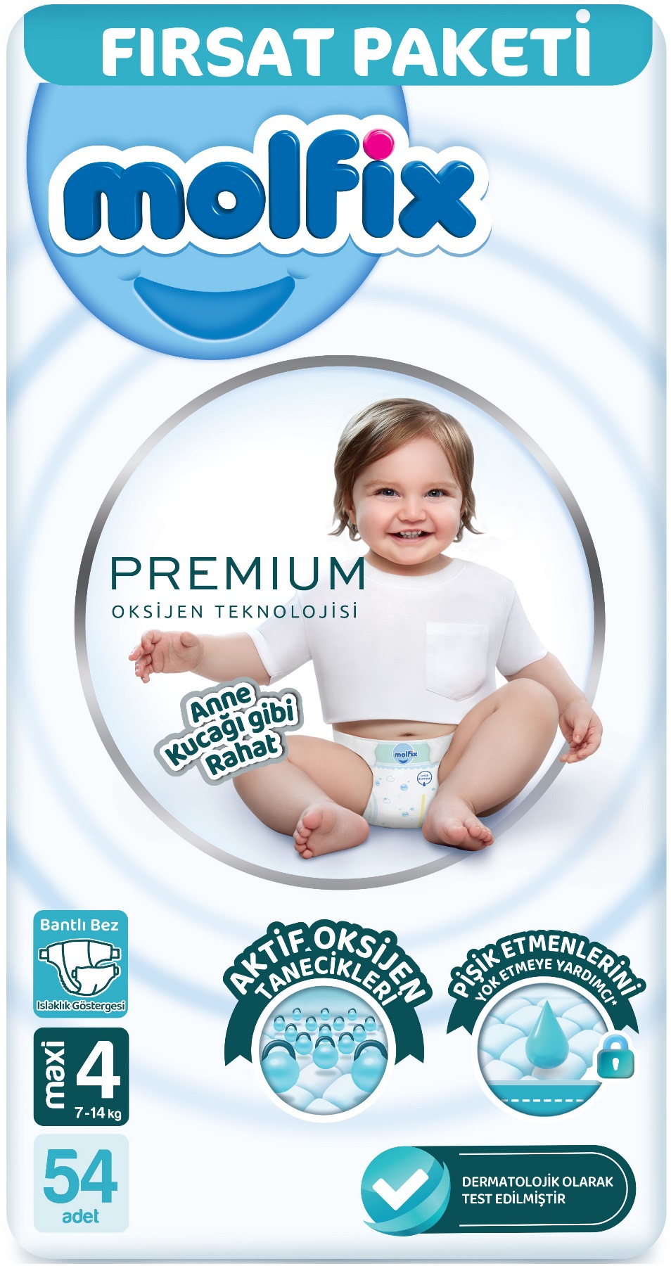Molfix Premium Bebek Bezi Beden:4 (7-14KG) Maxi 54 Adet Fırsat Pk Molfix Premium Bebek Bezi Beden:4 (7-14KG) Maxi 54 Adet Fırsat Pk