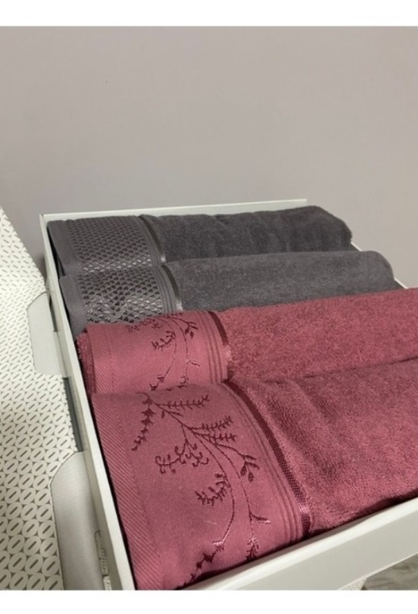 Özdilek 4 Parça Best Hamam Seti, Banyo Havlu Takımı-Ditsy Mürdüm Antrasit Özdilek 4 Parça Best Hamam Seti, Banyo Havlu Takımı-Ditsy Mürdüm Antrasit