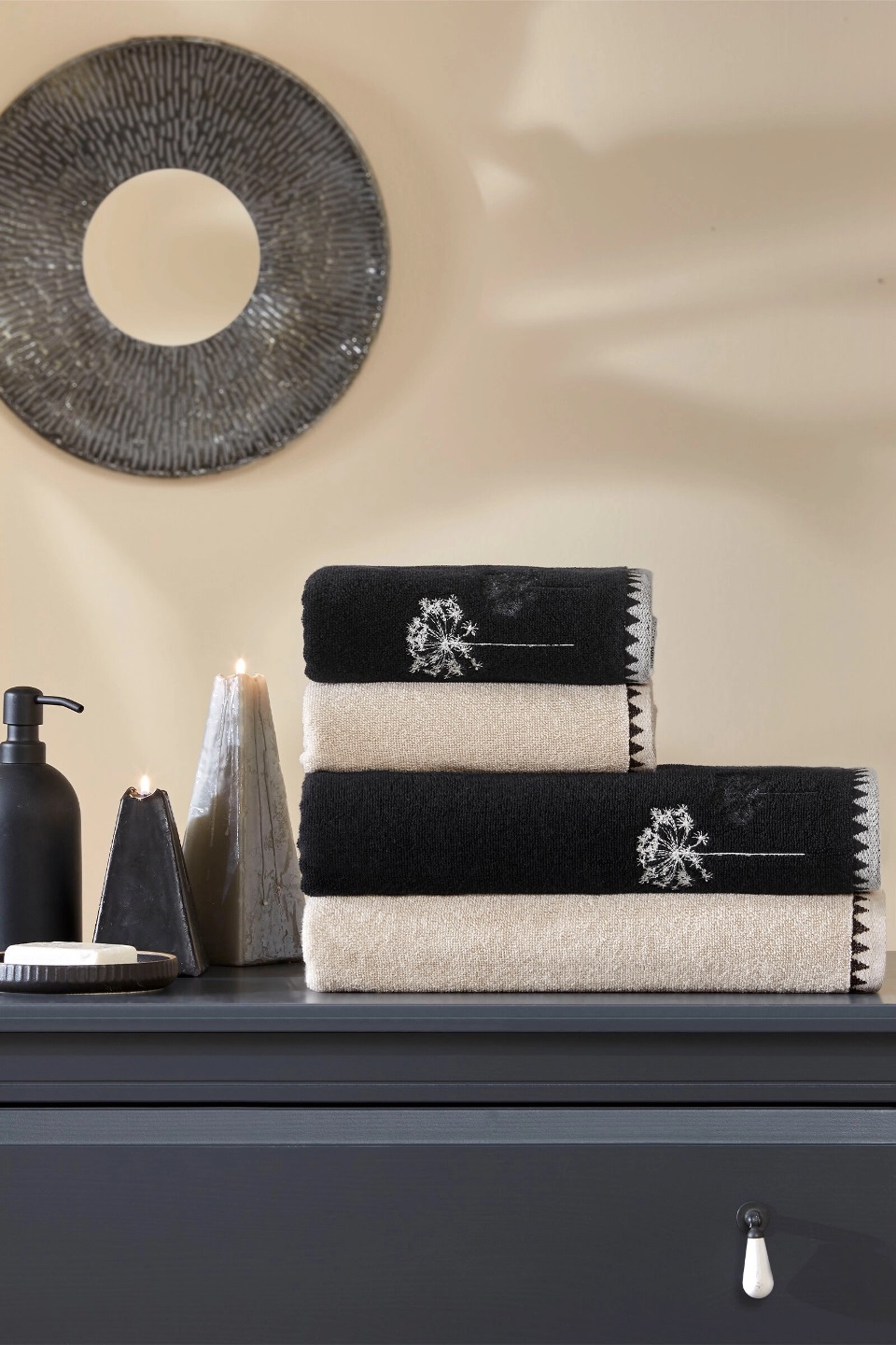 Özdilek 4 Parça Best Hamam Seti, Banyo Havlu Takımı-Erba Seca Siyah Bej Özdilek 4 Parça Best Hamam Seti, Banyo Havlu Takımı-Erba Seca Siyah Bej