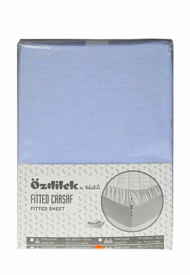 Özdilek Fitted Lastikli Tek Kişilik Battal Çarşaf Seti (120x200)-Gök Mavi Özdilek Fitted Lastikli Tek Kişilik Battal Çarşaf Seti (120x200)-Gök Mavi