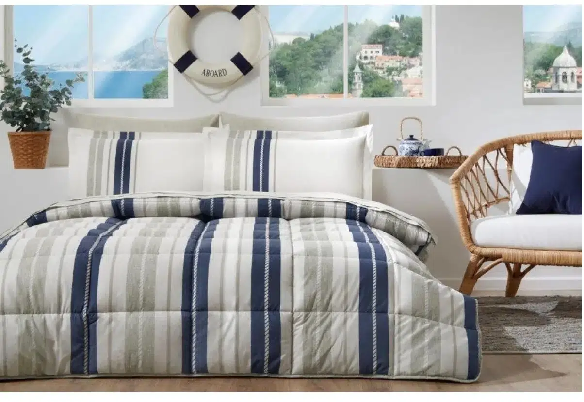 Özdilek Ranforce Çift Kişilik Uyku Seti-Marin Line Bej