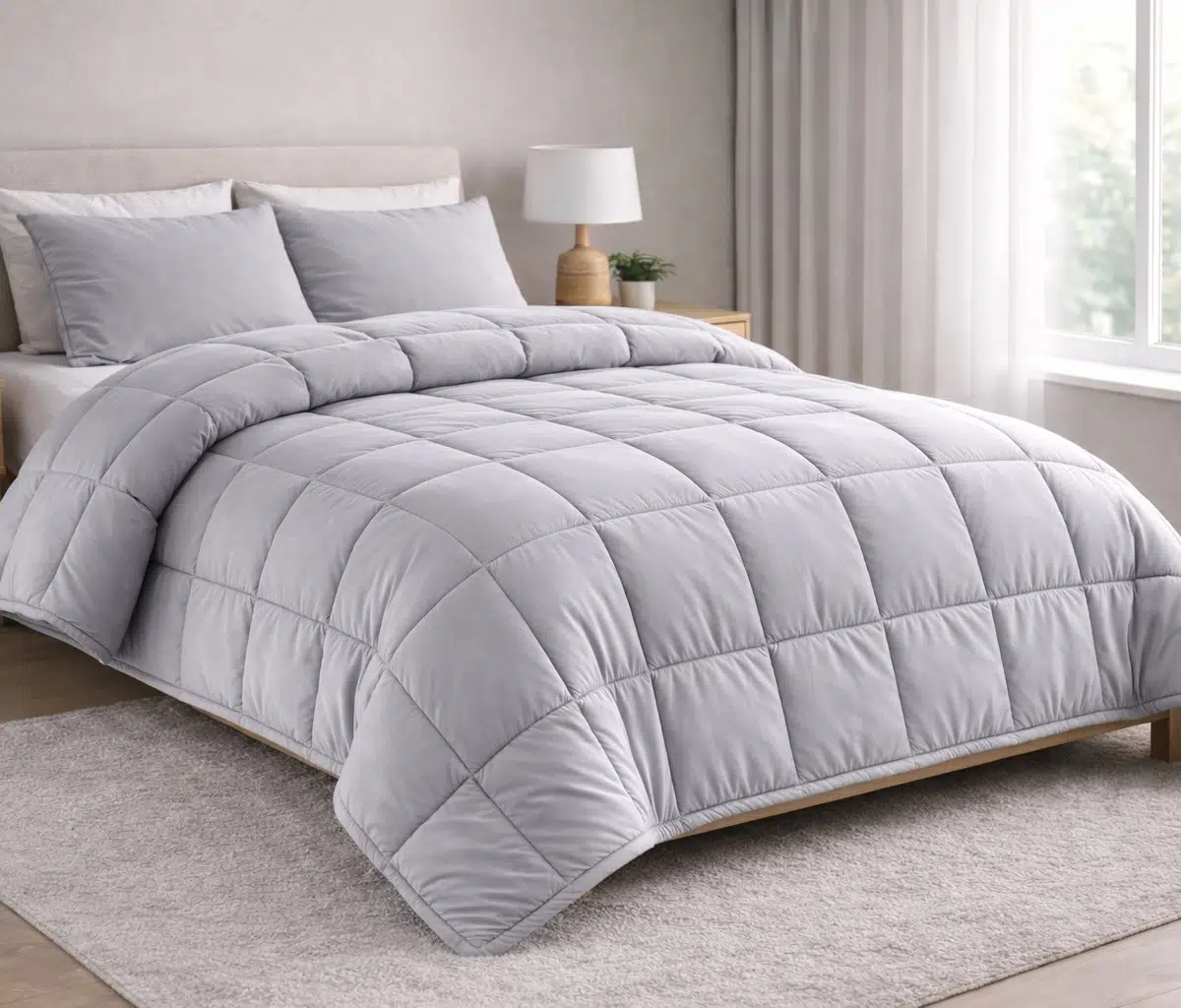 Özdilek Ranforce Pamuk Kumaş Çift Kişilik Silikon Yorgan-Silver Gri