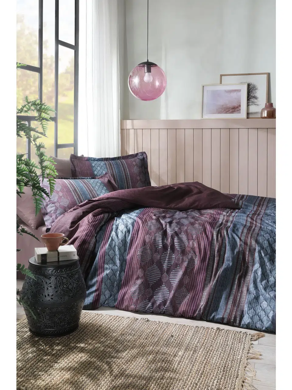 Özdilek Ranforce Tek Kişilik Nevresim Takımı-Mimbre Bordo