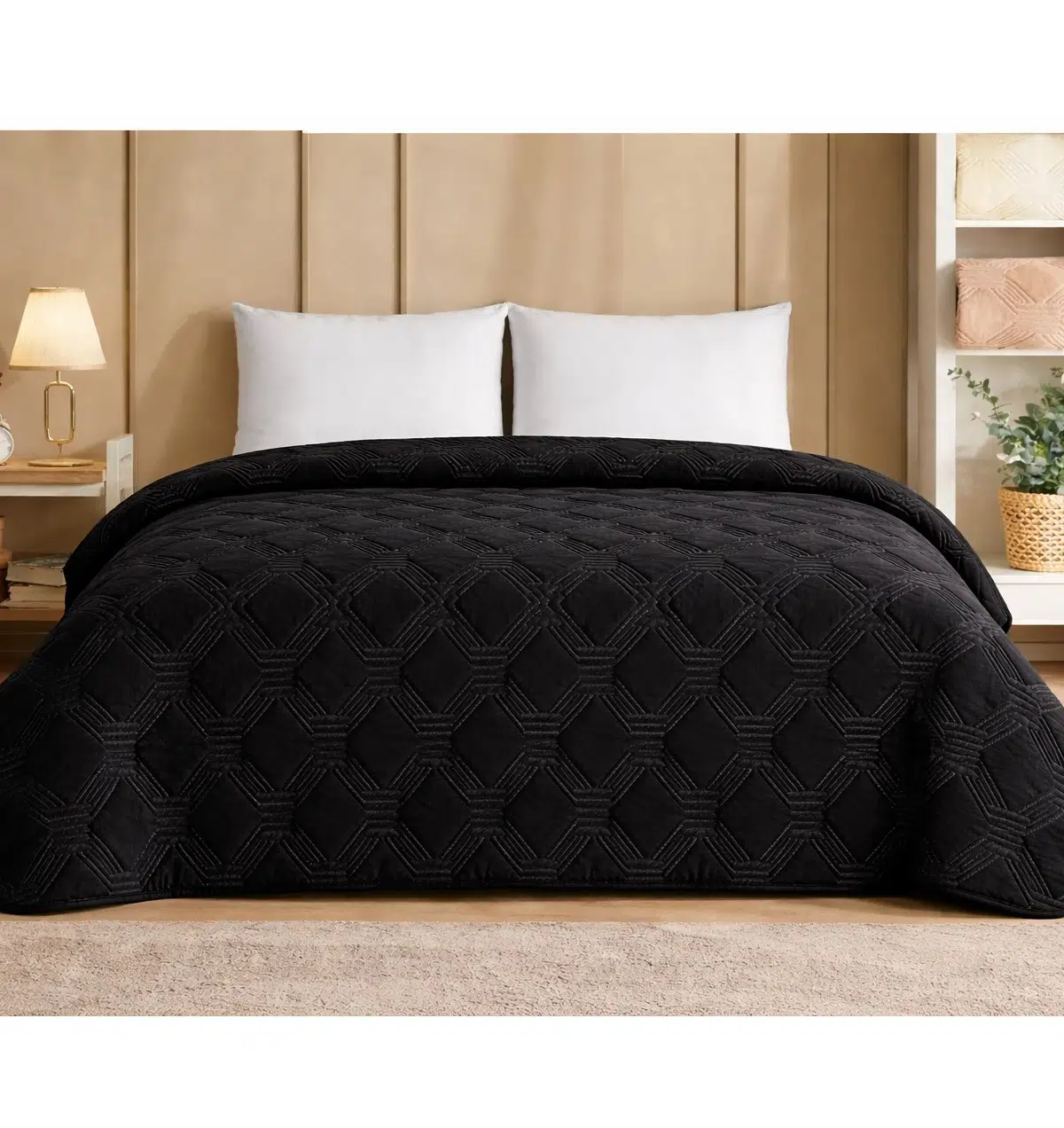 Özdilek Trendy Embos Çift Kişilik Battaniye (220x240)-Art Deco Jet Black