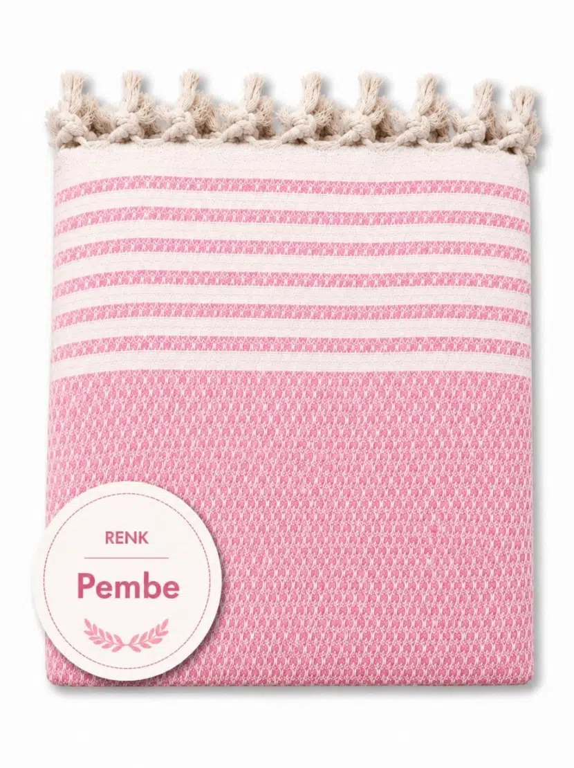 Pamuklu Kaymaz Hasır Dokuma Koltuk Örtüsü (180x220) - Pembe