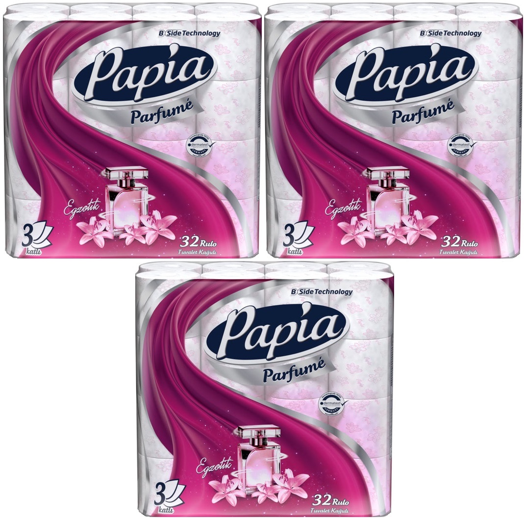 Papia Tuvalet Kağıdı (3 Katlı) 96 Lı Pk (3PK*32) Egzotik Parfümlü Papia Tuvalet Kağıdı (3 Katlı) 96 Lı Pk (3PK*32) Egzotik Parfümlü