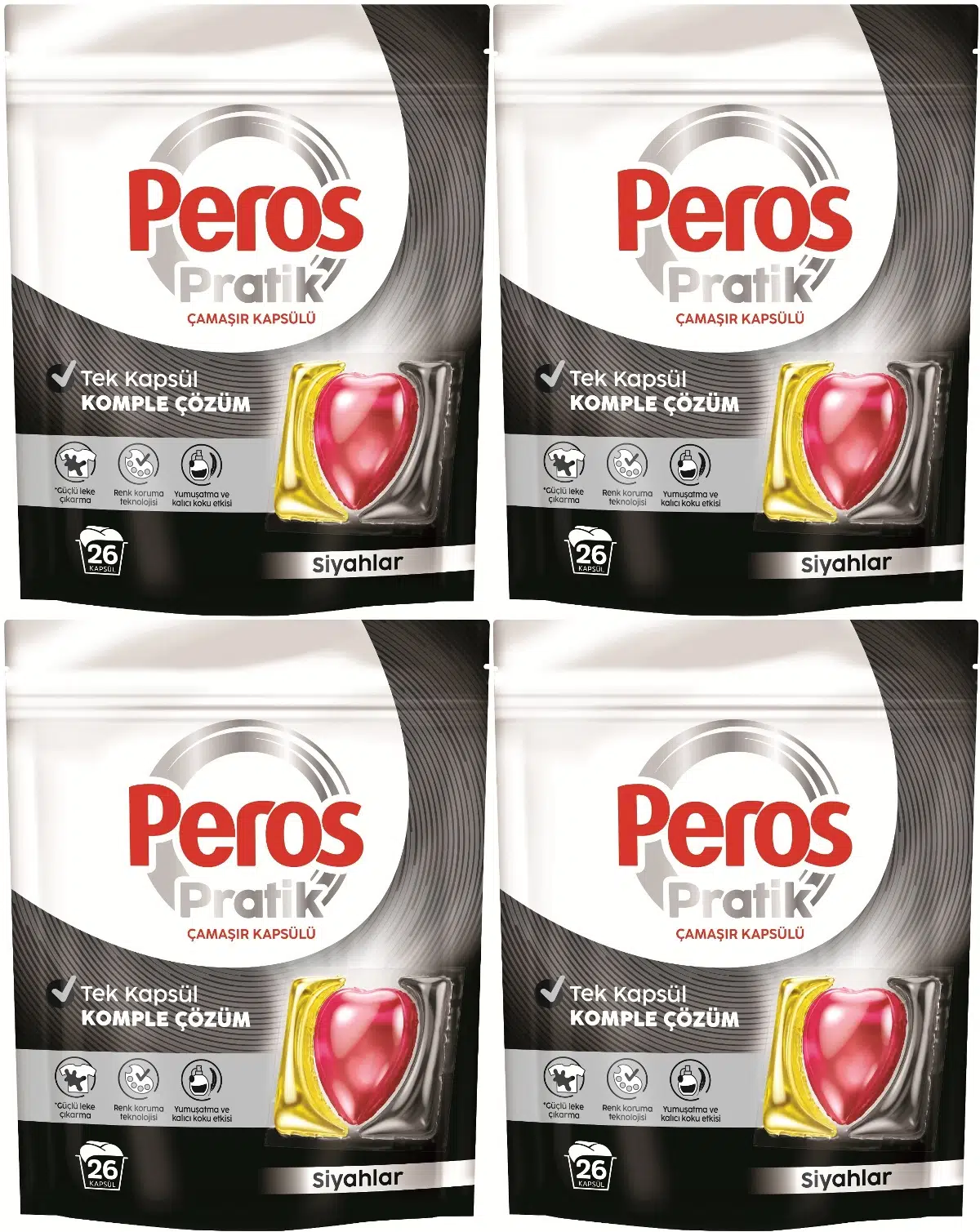 Peros Pratik Matik Çamaşır Deterjanı Kapsülü - Tableti 104 Adet Siyahlar (4PK*26)