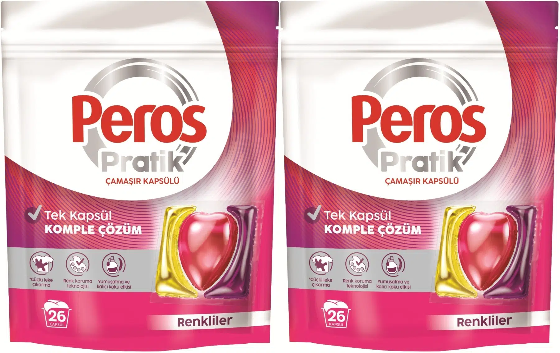 Peros Pratik Matik Çamaşır Deterjanı Kapsülü - Tableti 52 Adet Renkliler (2PK*26)