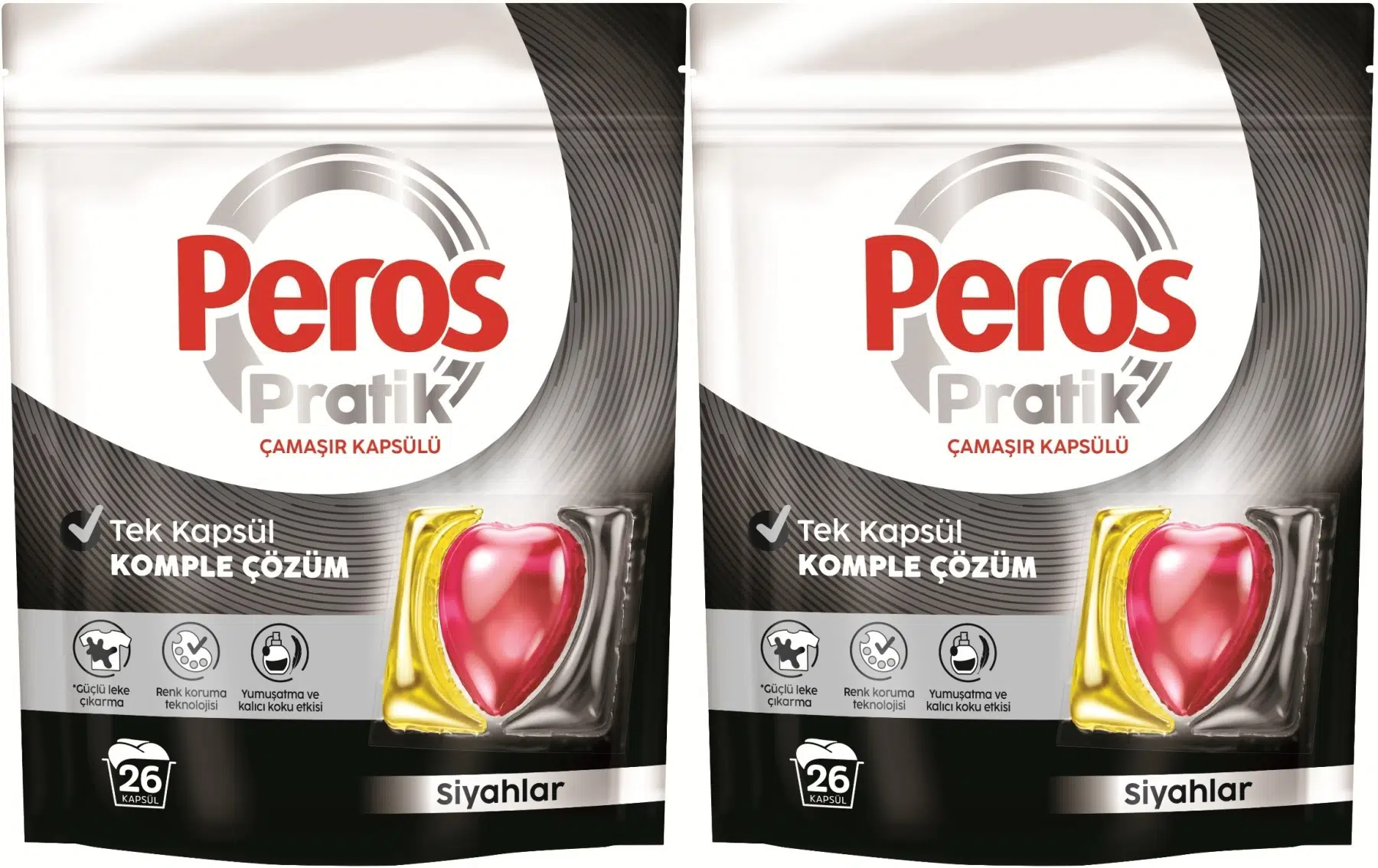 Peros Pratik Matik Çamaşır Deterjanı Kapsülü - Tableti 52 Adet Siyahlar (2PK*26)
