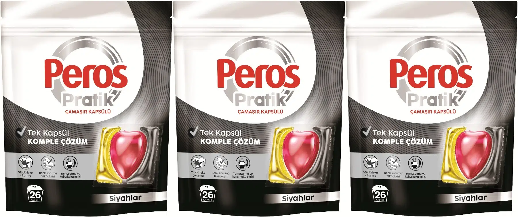Peros Pratik Matik Çamaşır Deterjanı Kapsülü - Tableti 78 Adet Siyahlar (3PK*26)