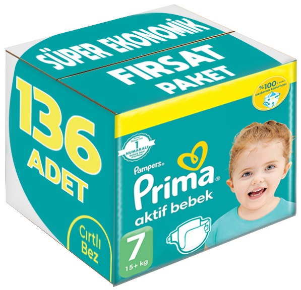 Prima Bebek Bezi Beden:7 (15+Kg) XX Large 136 Adet Süper Ekonomik Fırsat Pk Prima Bebek Bezi Beden:7 (15+Kg) XX Large 136 Adet Süper Ekonomik Fırsat Pk