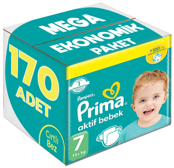 Prima Bebek Bezi Beden:7 (15+Kg) XX Large 170 Adet Mega Ekonomik Pk Prima Bebek Bezi Beden:7 (15+Kg) XX Large 170 Adet Mega Ekonomik Pk