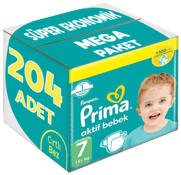 Prima Bebek Bezi Beden:7 (15+Kg) XX Large 204 Adet Süper Ekonomik Mega Pk Prima Bebek Bezi Beden:7 (15+Kg) XX Large 204 Adet Süper Ekonomik Mega Pk