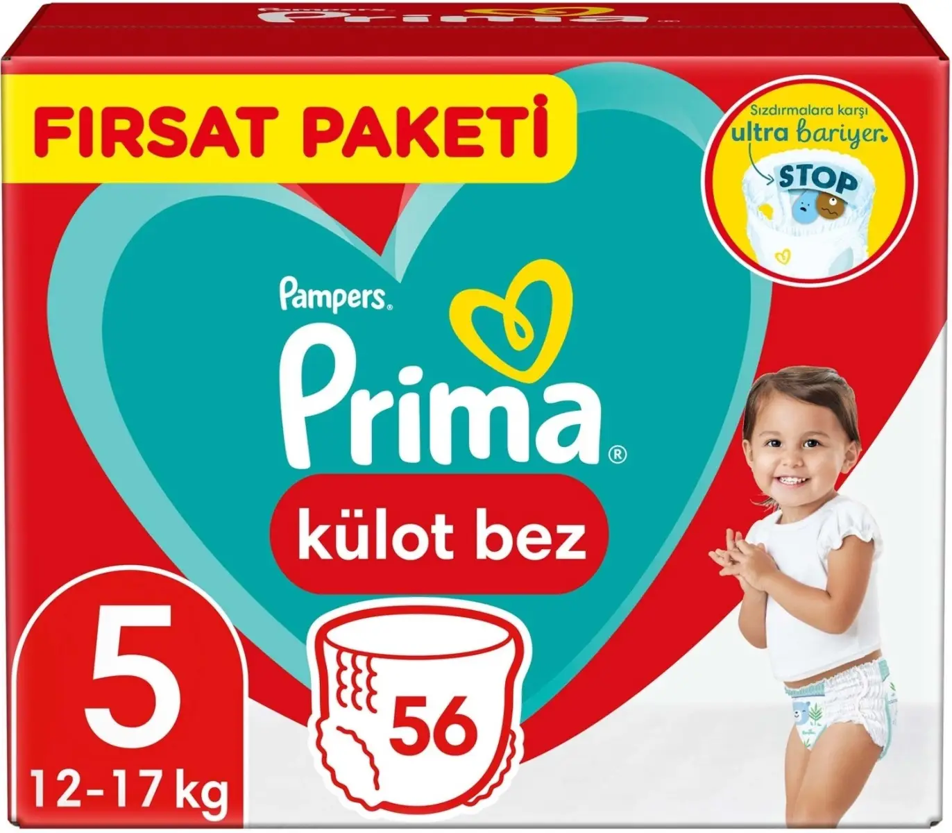 Prima Külot Bebek Bezi Beden:5 (12-17Kg) Junior 56 Adet Fırsat Pk