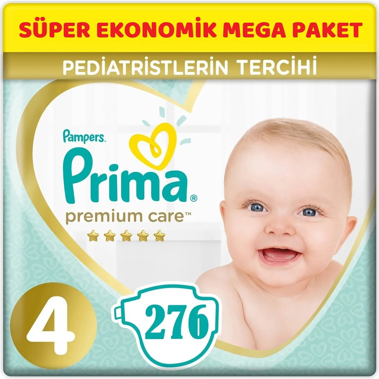 Prima Premium Care Bebek Bezi Beden:4 (9-14Kg) Maxi 276 Adet Süper Ekonomik Mega Pk