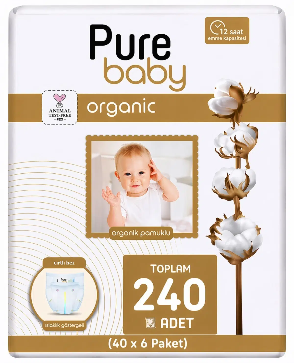 Pure Baby Bebek Bezi 5 Beden 11-20 KG Junior 240 Adet Ekstra Fırsat Pk