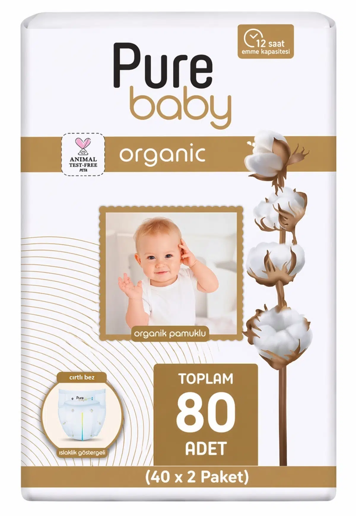 Pure Baby Bebek Bezi 5 Beden 11-20 KG Junior 80 Adet Ekonomik Fırsat Pk