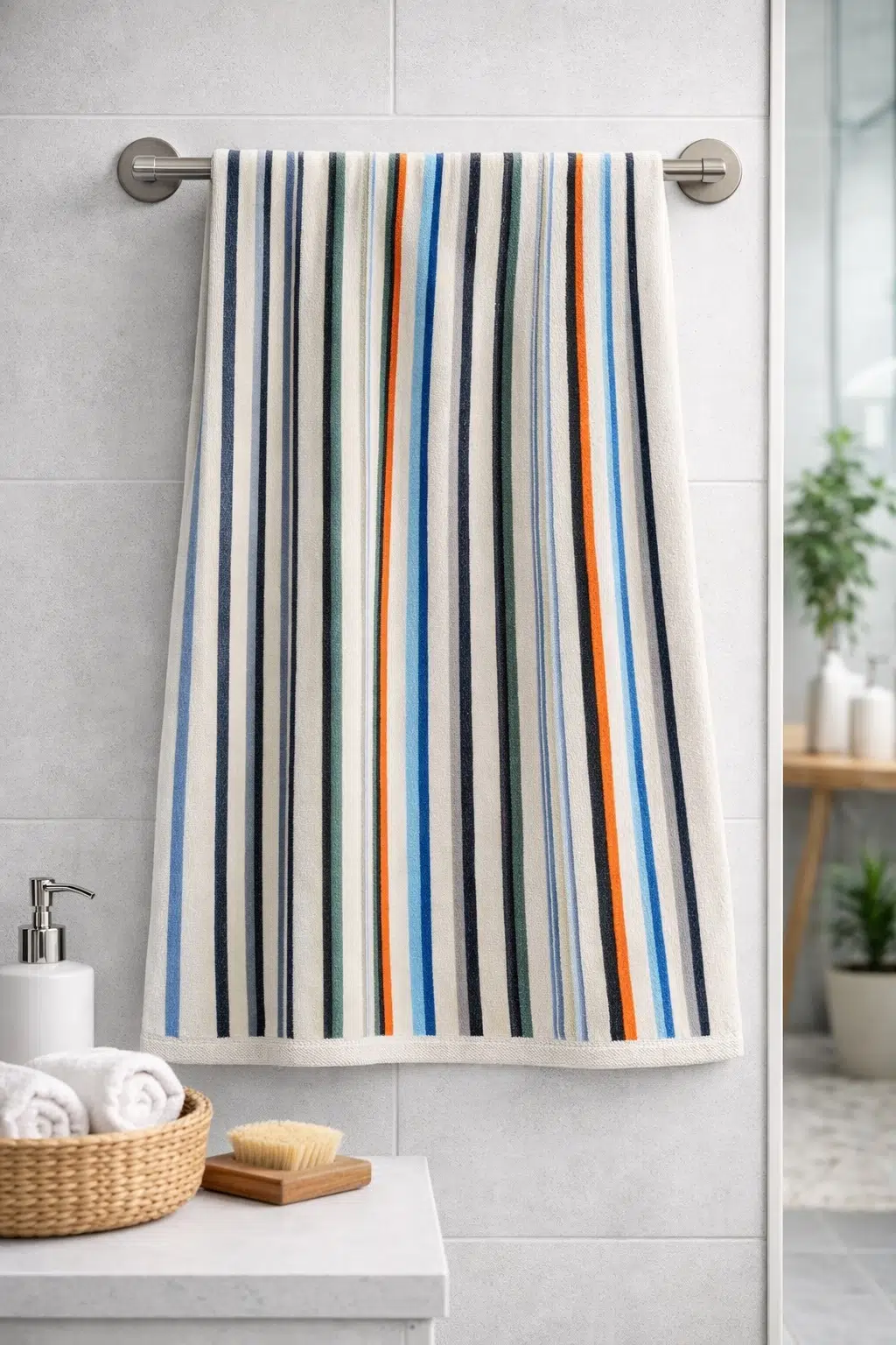 Renkli Çizgili Büyük Boy Banyo Havlusu Ekonomik (90x150)