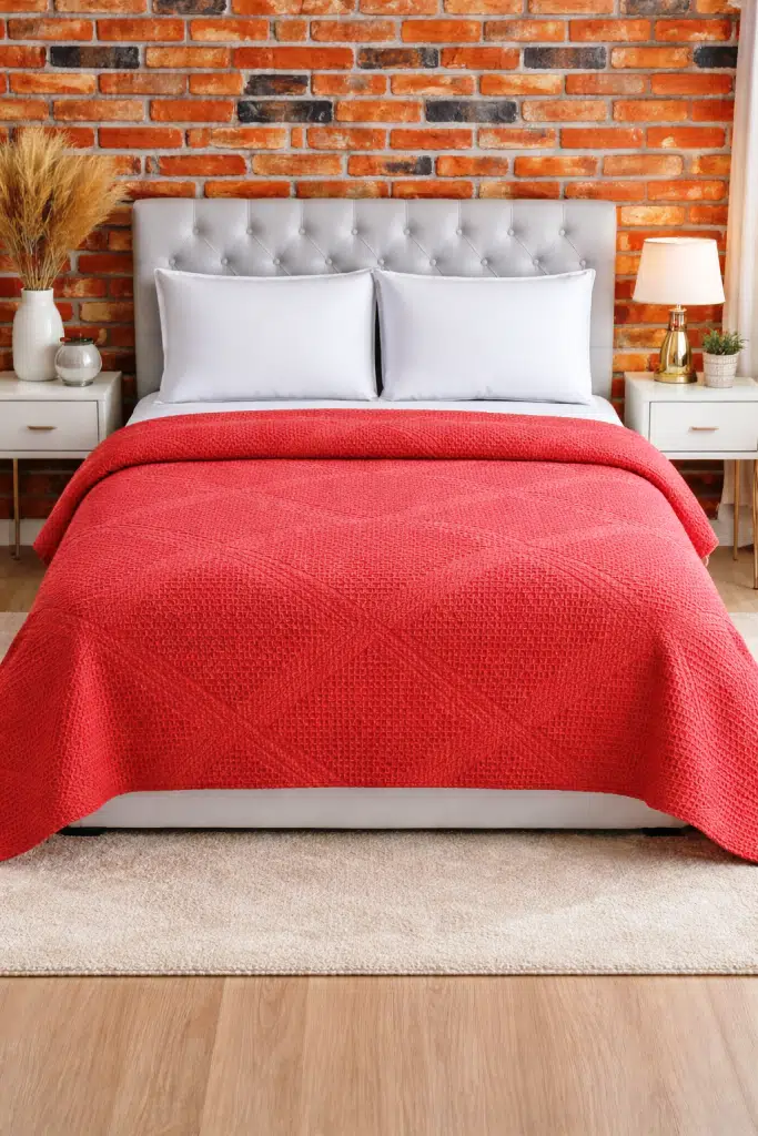 Şaheser %100 Pamuk Çift Kişilik Pike 240x220 (Tek Pike)-Brick Red KİREMİT Şaheser %100 Pamuk Çift Kişilik Pike 240x220 (Tek Pike)-Brick Red KİREMİT