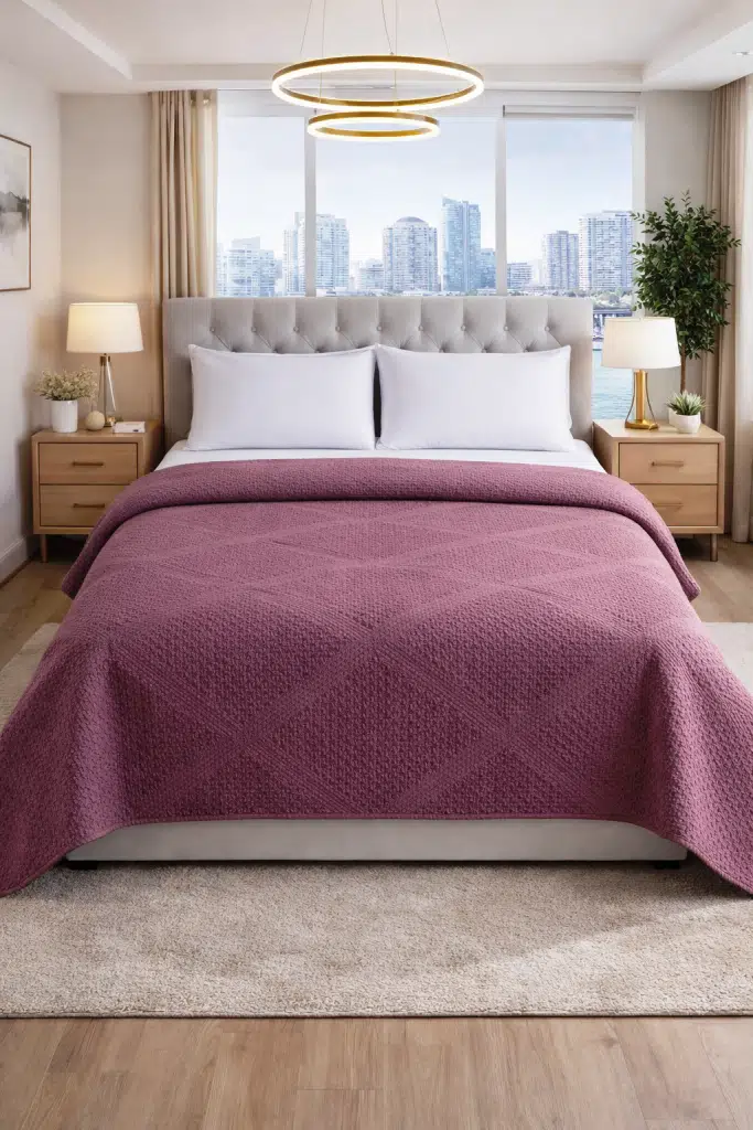 Şaheser %100 Pamuk Çift Kişilik Pike 240x220 (Tek Pike)-Mürdüm Şaheser %100 Pamuk Çift Kişilik Pike 240x220 (Tek Pike)-Mürdüm