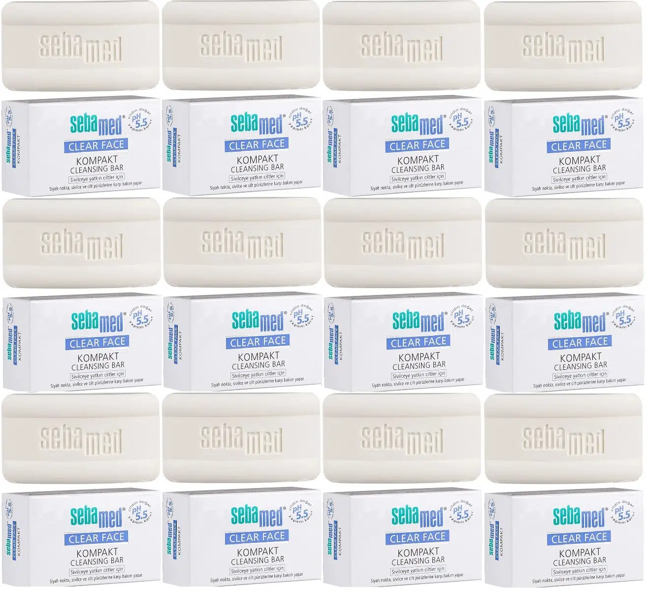 Sebamed Clear Face Kompakt Yüz Temizleme Barı Sabun Sivilceye Yatkın Cilt 100GR (12 Li Set)