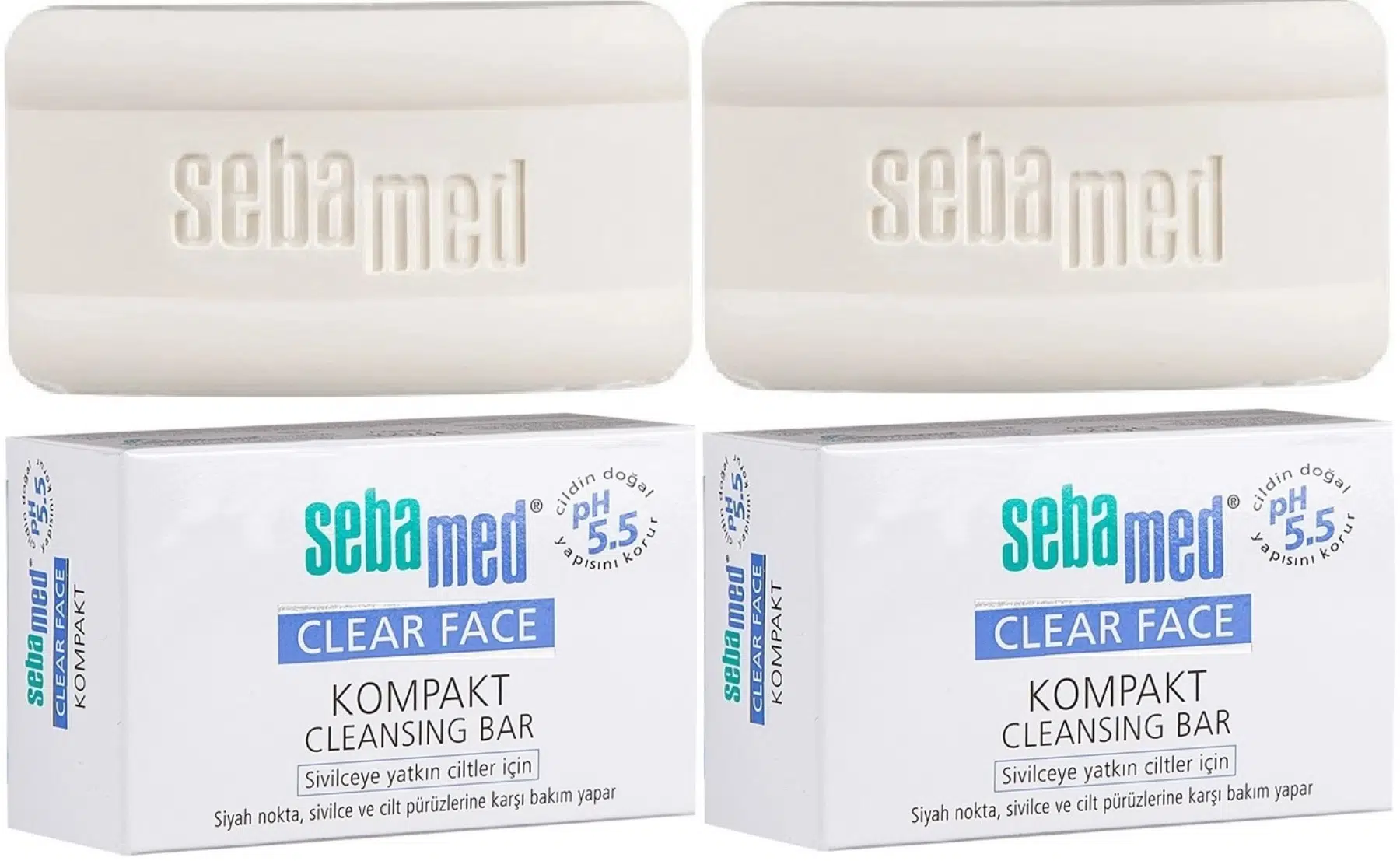 Sebamed Clear Face Kompakt Yüz Temizleme Barı Sabun Sivilceye Yatkın Cilt 100GR (2 Li Set)