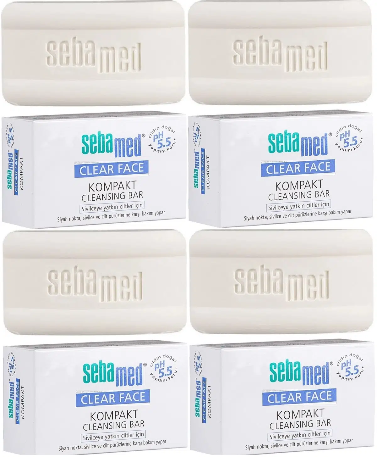 Sebamed Clear Face Kompakt Yüz Temizleme Barı Sabun Sivilceye Yatkın Cilt 100GR (4 Lü Set)